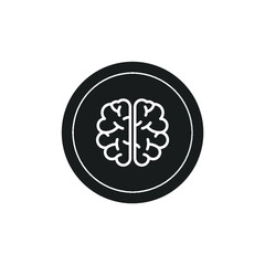  Brain icon in circle. Brain vector flat symbol on white background