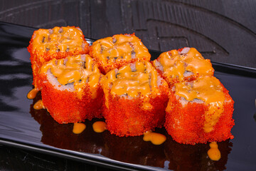 Japanese spicy roll with fish