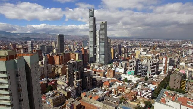 Aerial view of Bogota cityscape on a sunny day. Bogota is the sprawling capital of Colombia and one of the largest cities in South America.