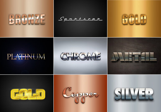 Metal Text Effects Mockup Collection