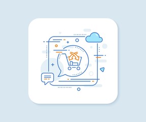 Cross sell line icon. Abstract square vector button. Market retail sign. Cross sell line icon. Speech bubble concept. Vector