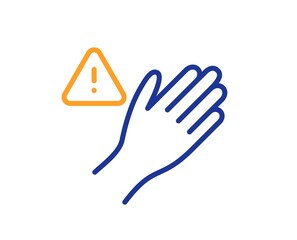 Dont touch line icon. Hand warning sign. Hygiene notification symbol. Quality design element. Line style dont touch icon. Editable stroke. Vector