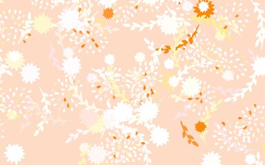 Light Red, Yellow vector doodle background with flowers, roses.