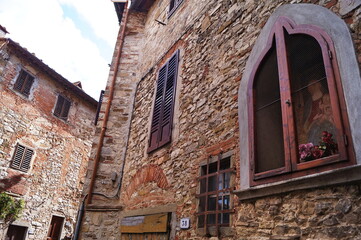 Glimpse of the ancient medieval village of Montefioralle, Tuscany, Italy