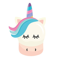 cute unicorn kawaii comic character vector illustration design