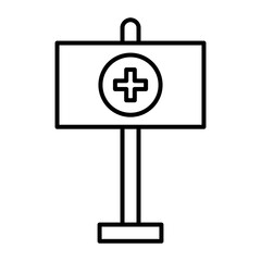 label with medical cross symbol line style icon vector illustration design