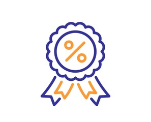 Discount medal line icon. Sale offer sign. Promotion price award symbol. Quality design element. Line style discount medal icon. Editable stroke. Vector
