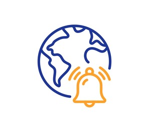 Internet notification line icon. Alarm reminder sign. Web alert message symbol. Quality design element. Line style internet notification icon. Editable stroke. Vector