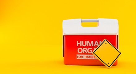 Cooler for human organ with blank road sign