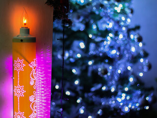 Vela con luz navide&ntilde;a