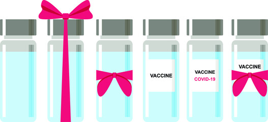 Vector illustration-transparent glass ampoule with liquid with the inscription covid-19 isolated close-up. The concept of a vaccine for the coronavirus.