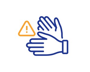 Dont touch line icon. Hands warning sign. Hygiene notification symbol. Quality design element. Line style dont touch icon. Editable stroke. Vector