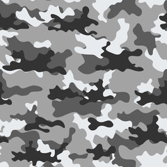 
Camouflage gray background army seamless pattern on print.