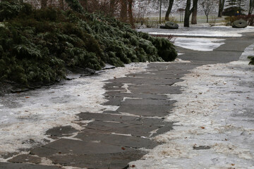 hiking trail in the winter park