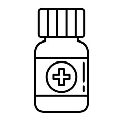 medical cross symbol in bottle line style icon vector illustration design