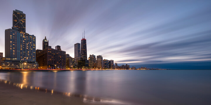 Skyscrapers by Chicago river at Streeterville, Chicago, USA