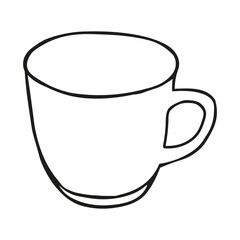Black hand drawing illustration of a cup for hot tea isolated on a white background