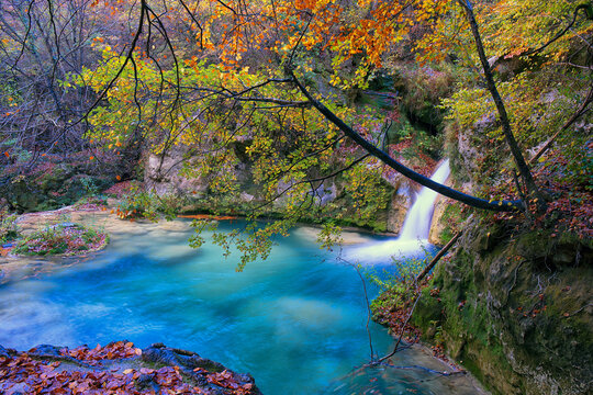 Beautiful river source in Urbasa and Andia National park, Navarra. Spain