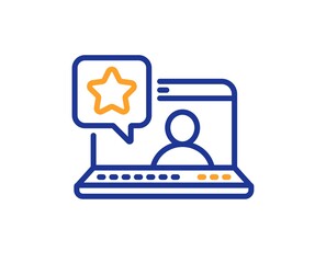 Online rating line icon. Best ranking sign. Social network symbol. Quality design element. Line style online rating icon. Editable stroke. Vector