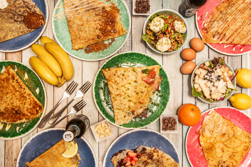 Assorted sweet and savory crepes