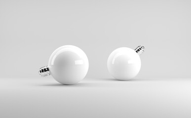 White Matte Reflective Shiney Christmas Balls Mockup 3D Illustration