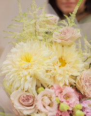 Flower composition. Macro photo. Wedding decor. A Beautiful bouquet of fresh flowers.