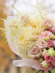 Flower composition. Macro photo. Wedding decor. A Beautiful bouquet of fresh flowers.
