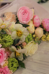 Flower composition. Macro photo. Wedding decor. A Beautiful bouquet of fresh flowers.