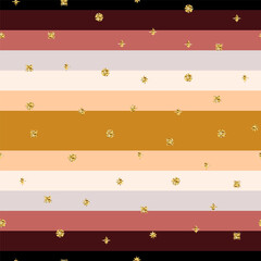 Seamless abstract boho striped glitter pattern. Sparkles nude background. Gold, burgundy, beige lines wallpaper, wrapping paper, textile, print, home decor. Trendy color stripes. Vector illustration