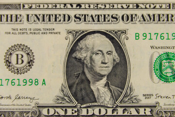 Macro shot of one dollar banknote