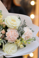 Flower composition. Macro photo. Wedding decor. A Beautiful bouquet of fresh flowers.