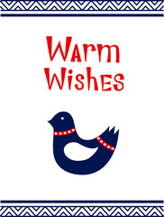 Warm wishes. Greeting card. Hand drawn lettering. Best for Christmas or New Year greeting cards, invitation templates, posters, banners. Vector illustration