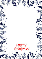 Merry Christmas. Greeting card. Hand drawn lettering. Best for Christmas or New Year greeting cards, invitation templates, posters, banners. Vector illustration