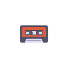 Audio musical retro cassette tape for stereo recorder a vector illustration