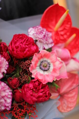 Flower composition. Macro photo. Wedding decor. A Beautiful bouquet of fresh flowers.