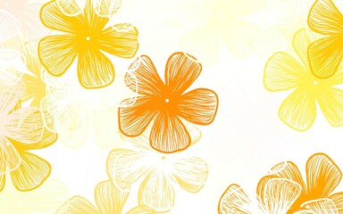 Light Orange vector doodle texture with flowers