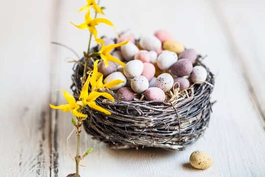 Birds Nest Filled With Chocolate Easter Eggs