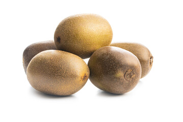 Whole kiwi fruit isolated on white background.