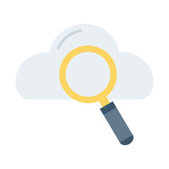 search magnifying glass with cloud computing flat style icon vector illustration design