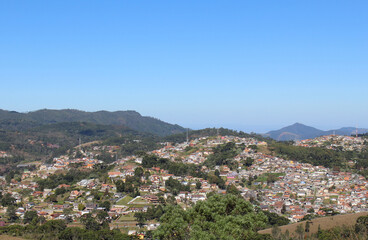 Fototapeta na wymiar Panoramic view of Campos do Jordao from Alto da Boa Vista, Sao Paulo, Brazil.