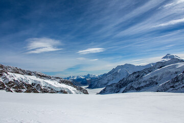 Fototapeta na wymiar Panoramic view of the Great Aletsch Glacier, Switzerland.