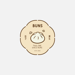 Steamed buns logo design vector template. chinese text translation "steamed bun". Chinese steamed bun.