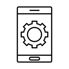 gear machine in smartphone line style icon vector illustration design