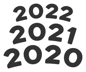 Vector 2020 - 2021 arc texts illustration. An isolated illustration on a white background.