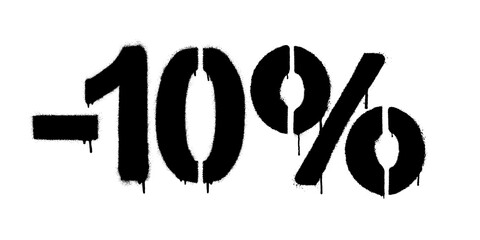 Graffiti discount made by stencil -10 percent. Vector template on white background