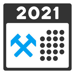 Vector 2021 working days illustration. An isolated illustration on a white background.