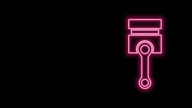 Glowing neon line Engine piston icon isolated on black background. Car engine piston sign. 4K Video motion graphic animation