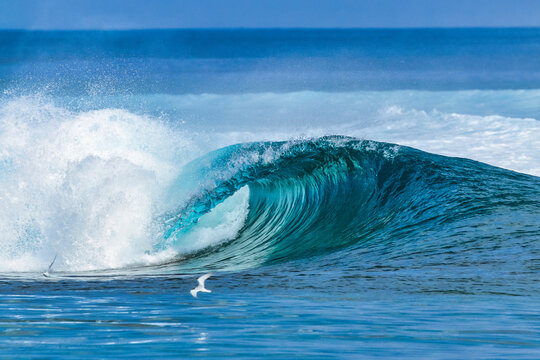 Ocean wave splashing water at Huraa Island, Maldives
