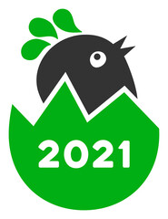 Vector 2021 hatch chick illustration. An isolated illustration on a white background.