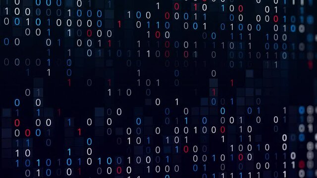 Technical environment, programming binary code. Animation. Modern technology code concept, digital abstract background, seamless loop.
